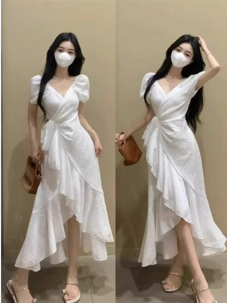 Gentle Wind Beautiful Slimming  Color Asymmetrical Long Dr Fairy T Sle Holiday  A-Line Fairy Skirt